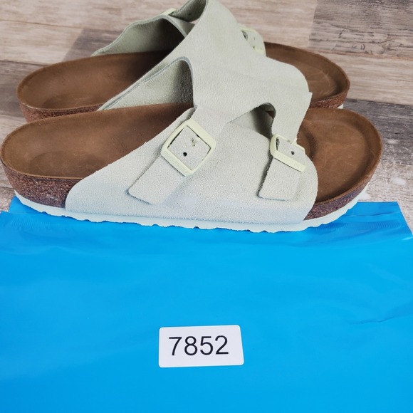 Birkenstock Zurich Mens Slide‎ Sandals Sz 10 Faded Lime Suede Leather Buckles main image 11